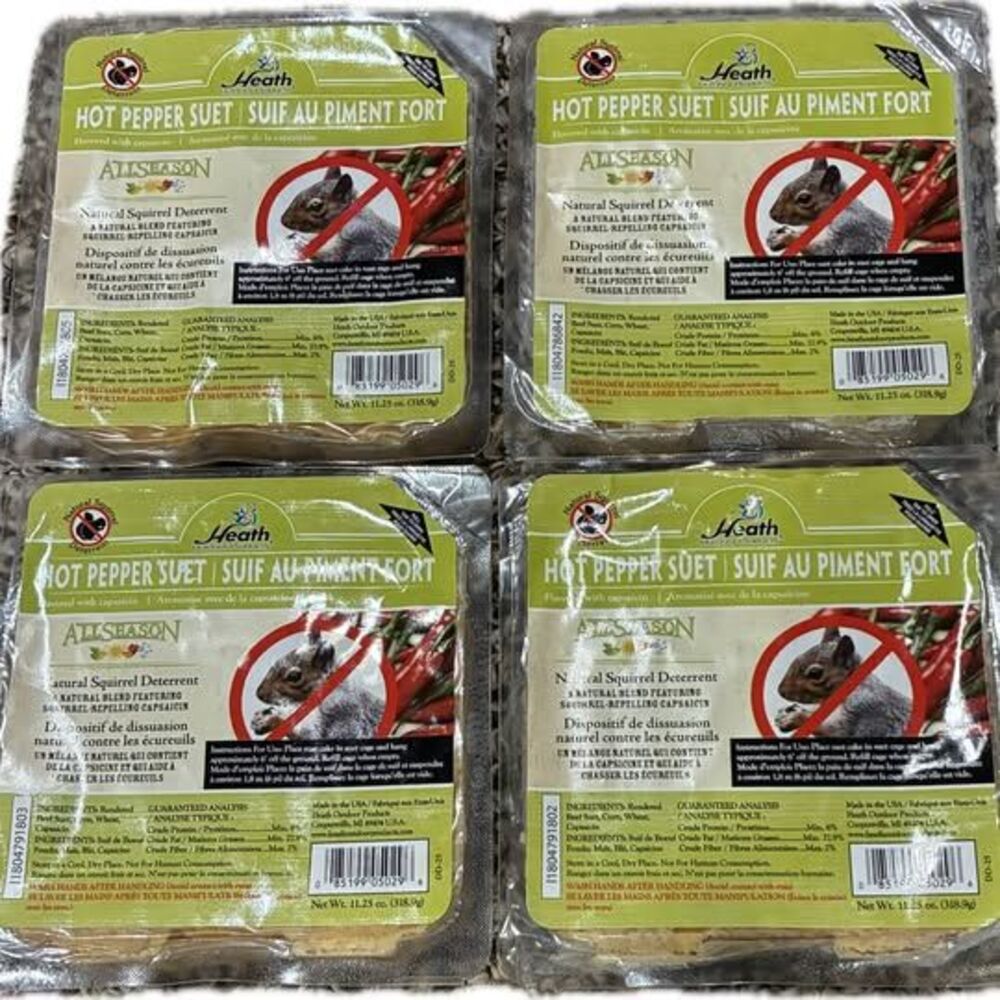 Heath Hot Pepper Suet Squirrel Deterrent 4-pack